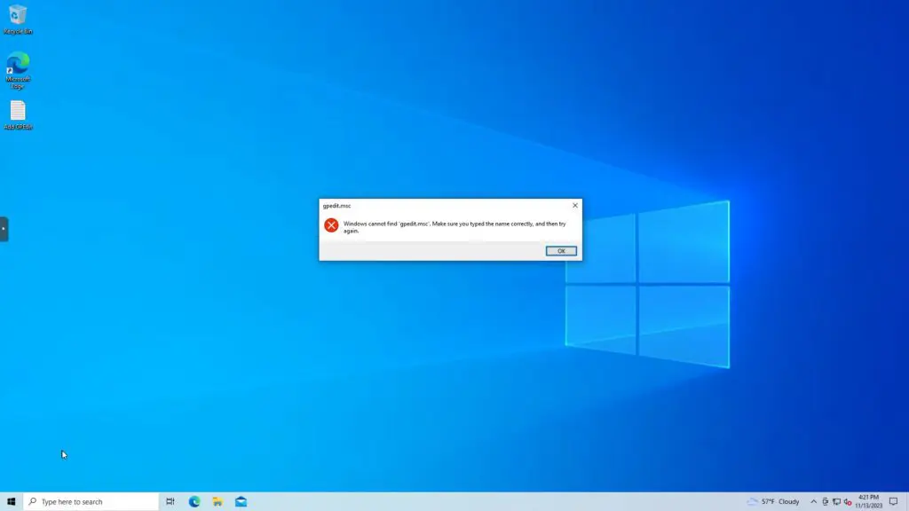 Error opening GPEdit when Not Installed - SysDrive Error opening GPEdit when Not Installed
